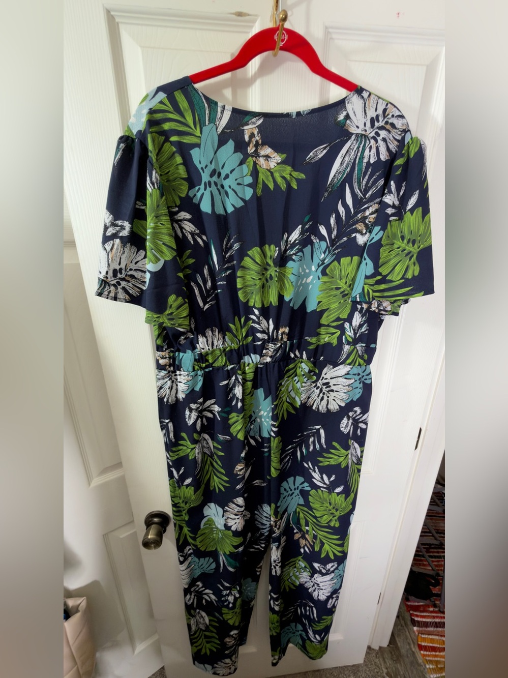 SHEIN plus size tropical floral jumpsuit 4XL navy blue NWOT